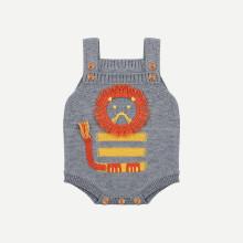 Shein Boys Lion Print Button Decoration Romper