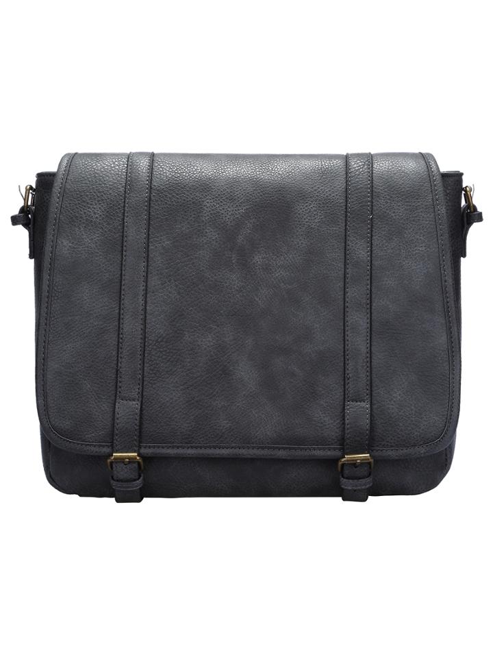 Shein Grey Magnetic Flap Over Saddle Bag