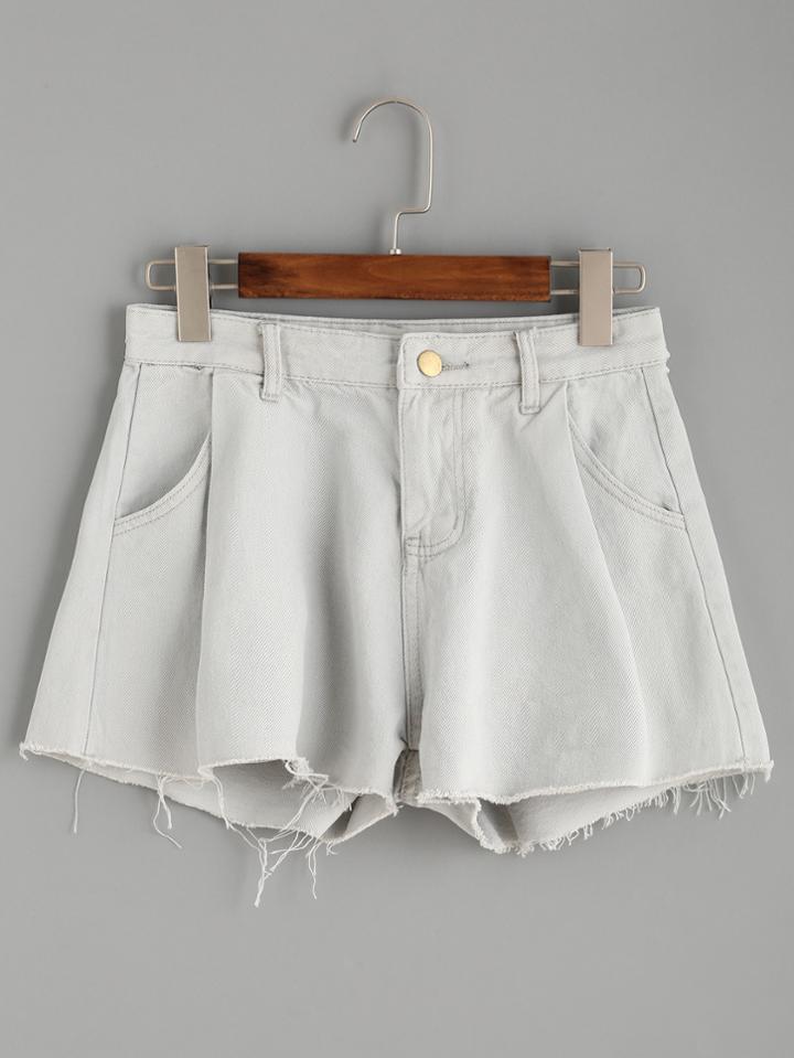 Shein Grey Raw Hem Denim Shorts