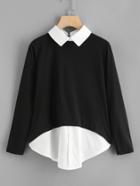 Shein Contrast Collar 2 In 1 Blouse
