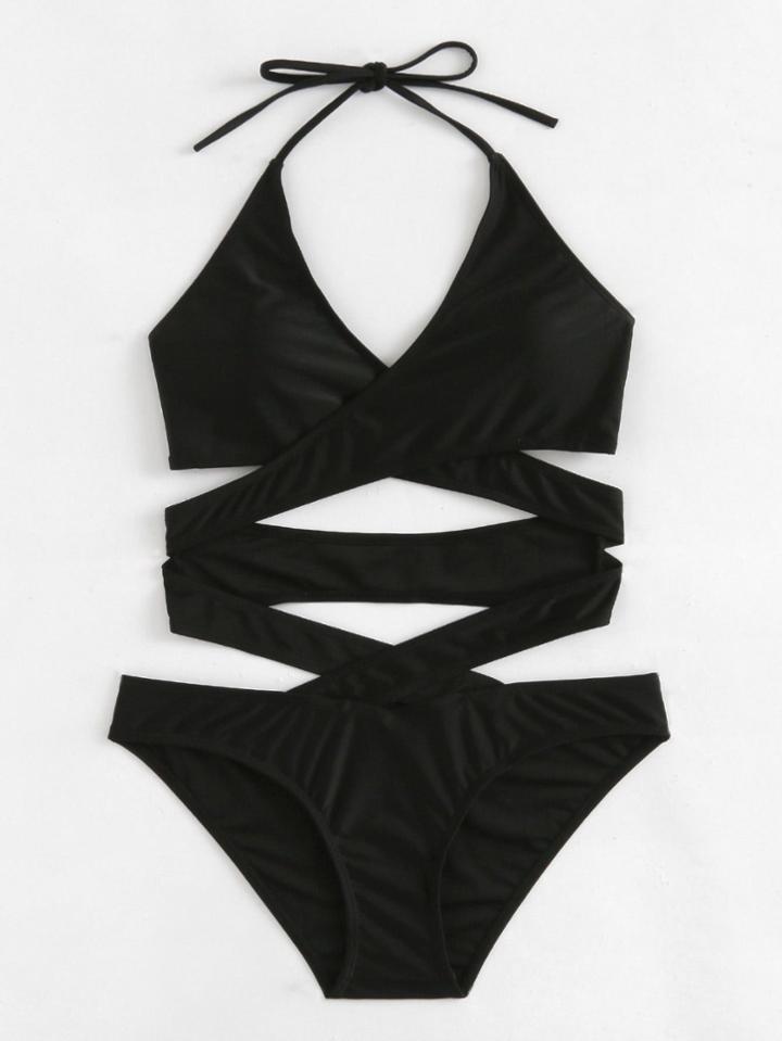 Shein Criss Cross Wrap Swimsuit