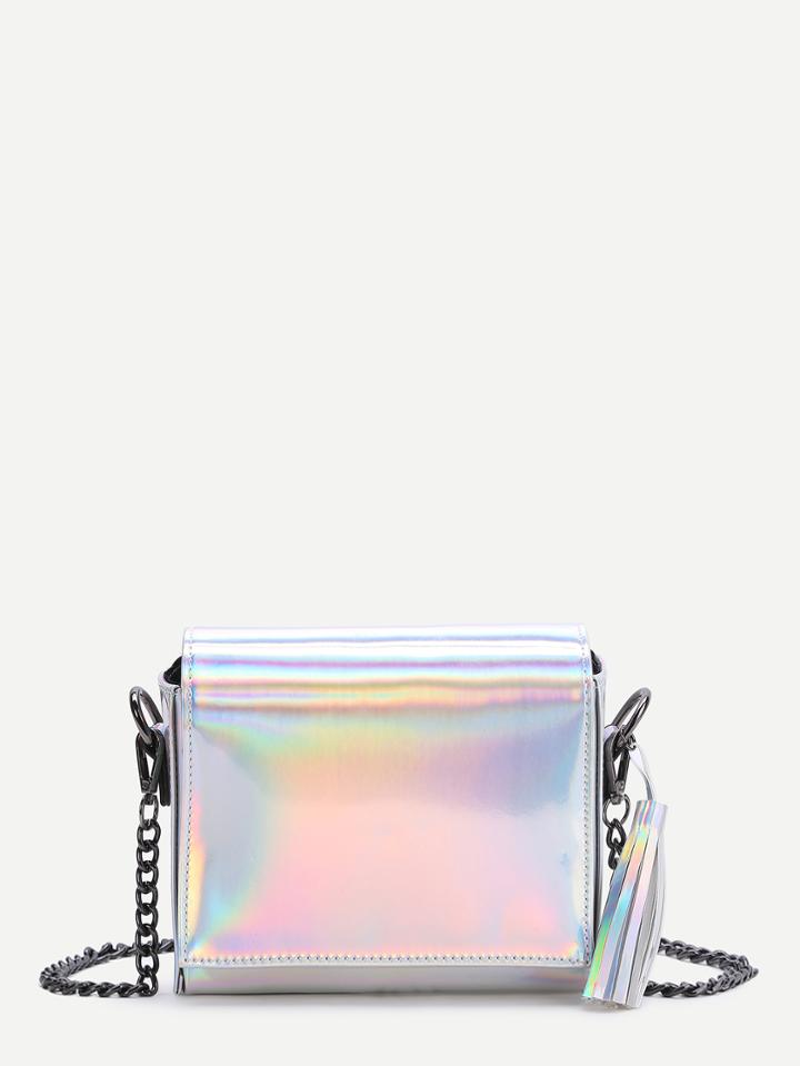 Shein Sliver Casual Pu Crossbody Bag With Tassel