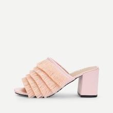 Shein Layered Fringe Detail Heeled Mules