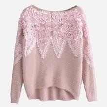 Shein Contrast Petal High Low Sweater