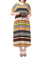 Shein Open Shoulder Print Plus Dress With Drawstring