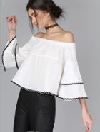 Shein Off Shoulder Tiered Bell Sleeve Top