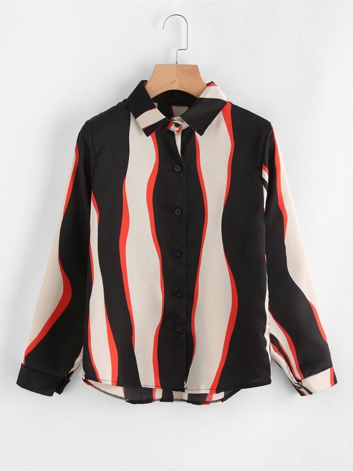 Shein Wave Stripe Shirt