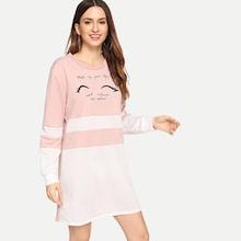 Shein Letter Print Colorblock Dress