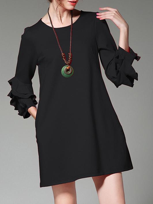 Shein Ruffle Sleeve Pockets Shift Dress