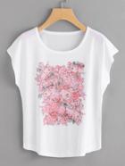 Shein Rose Print Dolman Sleeve T-shirt