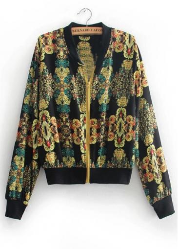 Rosewe Fine Quality Long Sleeve Zip Closure Printed Jackets