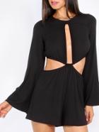Shein Black Cutout Bell Sleeve Jumpsuit