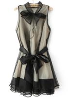 Shein Sheer Mesh Bow Black Dress