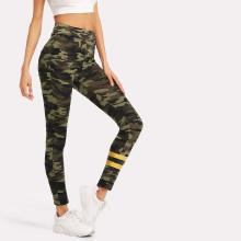 Shein Striped Panel Camo Leggings