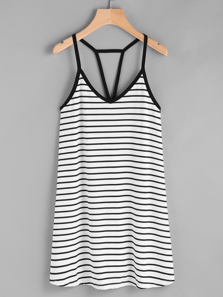 Shein Cutout Strappy Racerback Striped Cami Dress