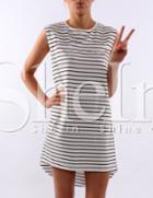 Shein White Sleeveless High Low Striped Dress