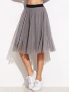 Shein Grey Sheer Mesh Contrast Elastic Waist Skirt