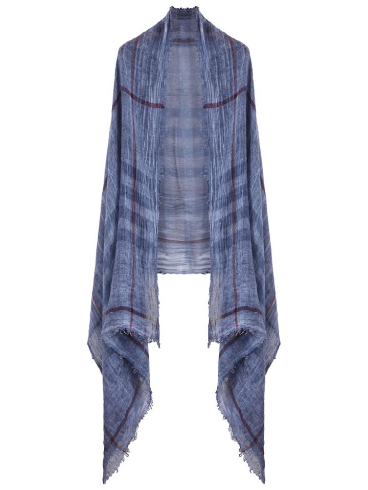 Shein Blue Eyelash Fringe Stripe Scarf