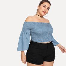 Shein Plus Bell Sleeve Off-shoulder Blouse