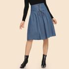 Shein 70s Boxed Pleated Lace Up Skirt