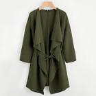 Shein Waterfall Collar Pocket Front Belted Coat