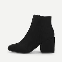 Shein Plain Block Heeled Ankle Boots