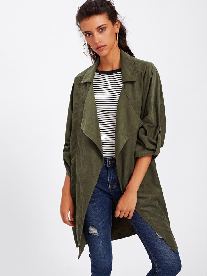 Shein Revere Collar Rolled Sleeve Coat