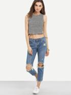 Shein Knee Ripped Ankle Jeans
