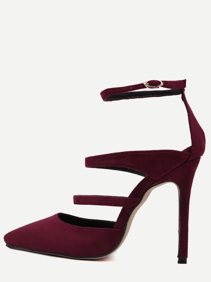 Shein Burgundy Faux Suede Point Toe Mary Jane Pumps