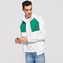 Shein Men Embroidered Two Tone Zip Up Sweatshirt