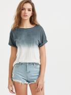 Shein Ombre Drop Shoulder Cuffed Sleeve T-shirt