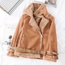 Shein Self Tie Belted Cuff Suede Coat