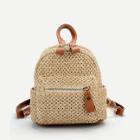Shein Pocket Front Straw Backpack