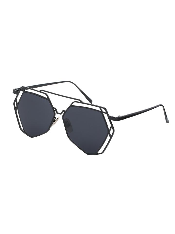 Shein Black Metal Frame Hollow Sunglasses