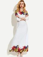 Shein Flower Print Full Length Dress