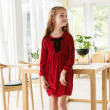 Shein Girls Bow Detail Velvet Dress