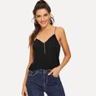 Shein Zip Front Cutout Back Ribbed Cami Top