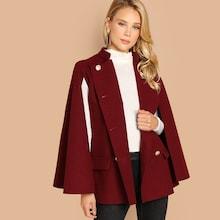 Shein Double Button Poncho Coat