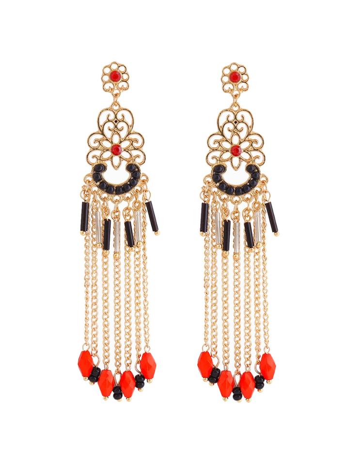 Shein Contrast Chain Tassel Drop Earrings
