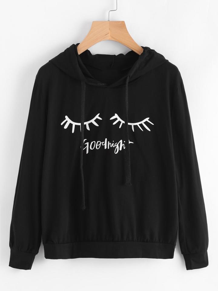 Shein Eyelash Print Hoodie