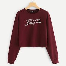 Shein Be Fearless Print Crop Sweatshirt