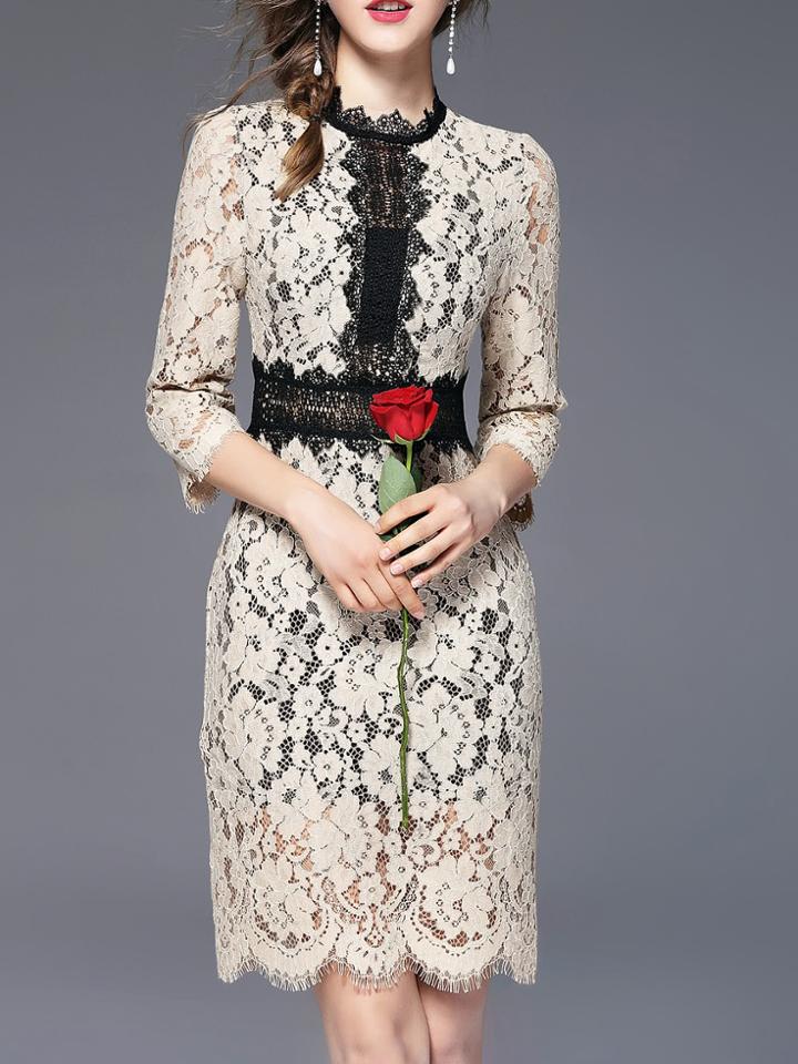 Shein Color Block Lace Dress