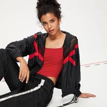 Shein Mesh Insert Cut And Sew Knot Hem Hooded Jacket