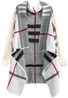 Shein White Long Sleeve Plaid Knit Cardigan