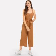 Shein Single Breasted Self Tie Waist Jumpsuit