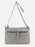 Shein Grey Zip Front Pebbled Clutch Bag With Strap