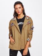 Shein Tribal Crochet Contrast Tassel Back Jacket
