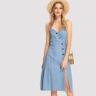 Shein Button Up Sweetheart Cami Dress