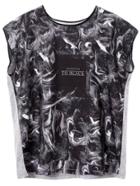 Shein Multicolor Sleeveless Split Side Letter Print T-shirt