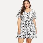 Shein Plus Elastic Waist Floral Dress